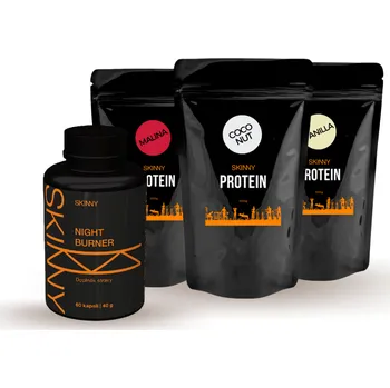 Protein Skinny Honí Vás večer mlsná?! NIGHT BURNER + Mix PROTEINŮ každý po 300g Příchuť proteinu 1: Malina, Příchuť proteinu 2: Vanilka, Příchuť proteinu 3: Čokoláda