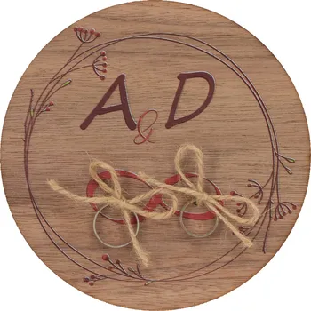 Dárková krabička Dřevěná podložka na snubní prsteny ořech - bobule