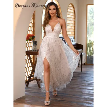 Dámské šaty Dámské společenské šaty výprodej Sequins SF653 Barva: Aprikotová, Velikost: M