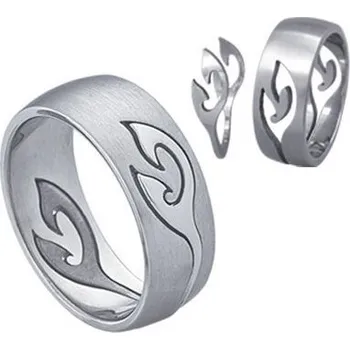 Prsten Ocelový prsten Plamen - dvě části, skládací 65