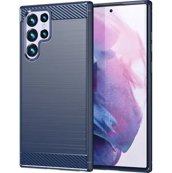 Pouzdro na mobilní telefon Pouzdro Carbon Case pro Samsung Galaxy S23 Ultra modré