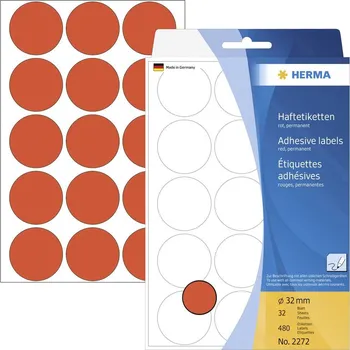 Kotouček do pokladny a tiskárny štítků Herma 2272 popisovače etiket Ø 32 mm červená 480 ks trvalé papír