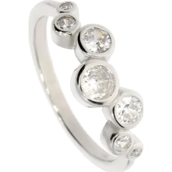 Prsten Zlatnictví Helios Stříbrný prsten se sedmi zirkony Velikost: 53