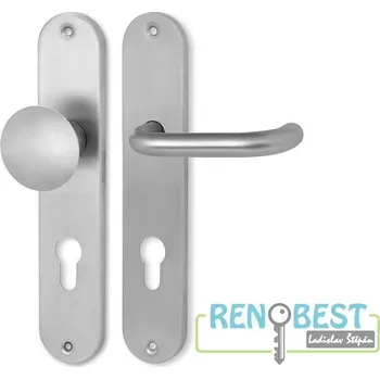 Dveřní kování HOLAR Dveřní kování METAL TUBE MTS 02 se štítem a koulí Rozteč: 72 mm, Provedení: klika levá PZ/koule, Povrchová úprava: nerez mat