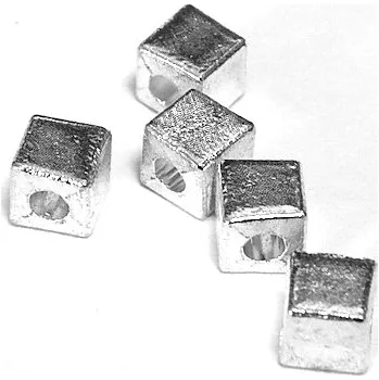 Dětské navlékací korálky Korálky kovové, KOSTKA, 1ks, 4x4x4 mm