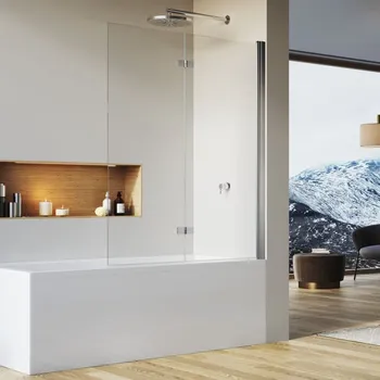 Vanová zástěna SanSwiss SOLINO 90 cm vanová zástěna - aluchrom/sklo bílé linky SOLB2D0905088