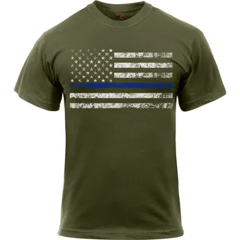 Pánské tričko Triko THIN BLUE LINE US vlajka ZELENÉ M - Není skladem