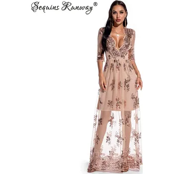 Dámské šaty Dámské společenské šaty výprodej Sequins SF454 Barva: Zlatá, Velikost: L