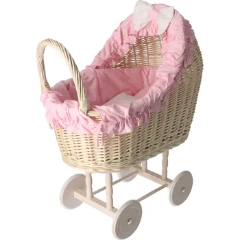 Dřevěná hračka ČistéDřevo Proutěný kočárek bílý