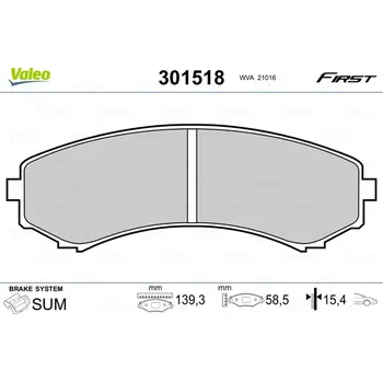 Brzdová destička Sada brzdových destiček, kotoučová brzda VALEO 301518