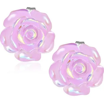 Náušnice Světle růžový perleťový květ - Ocelové náušnice