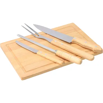 Příslušenství pro gril 4 dílná grilovací sada s prkénkem