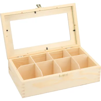 Dárková krabička Dřevěná krabička se sklem - 8 přihrádek