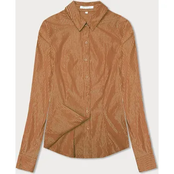 Dámská košile Dámská košile v karamelové barvě se stříbrnými proužky (AWT0111) odstíny žluté XL (42)