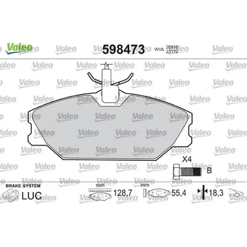 Brzdová destička Sada brzdových destiček, kotoučová brzda VALEO 598473