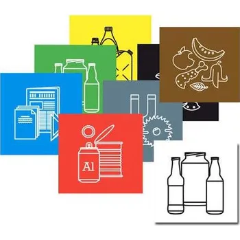 Odpadkový koš Samolepící etikety pro tříděný odpad - sada 8 ks