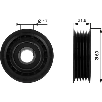 Vratná/vodicí kladka, klínový žebrový řemen GATES T36189