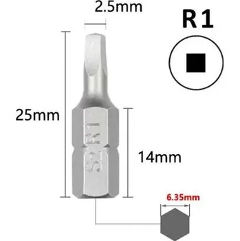 Bit Bit 4-hranný čtverec robertson (čtyřhran) , délka 25mm velikost bitu R1