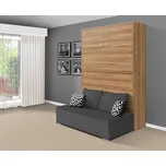 Nabytekmorava Sklápěcí postel s pohovkou VS 21058P, 200x120 cm barevné kombinace: Ořech lyon / dveře ořech lyon, barva pohovky: Savana šedá