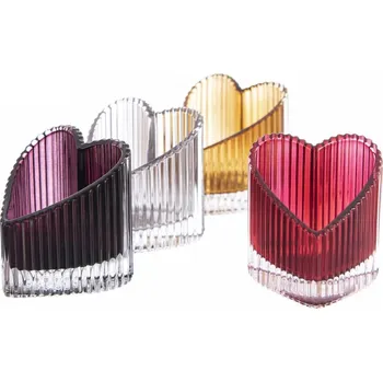 Svícen Svícen sklo srdce 8x7x8 cm 4ASS