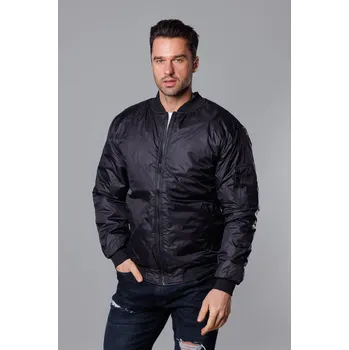 Pánská bunda Černo-červená pánská bunda typu "bomber" s prošívanou podšívkou (AK95-1A) odstíny černé XXL