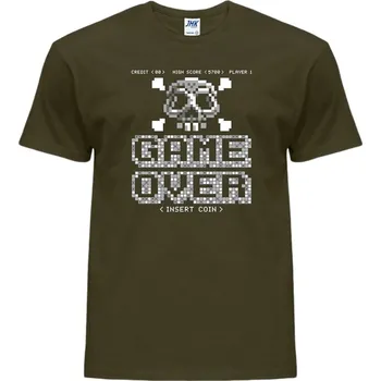 Pánské tričko levne-bavlnene-tricko-potisk-konec-hry Barva: Khaki, velikost: XXL
