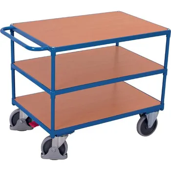 Plošinový vozík Policový vozík VARIOfit, tři police z desky MDF, 1200 x 800 mm, nosnost 500 kg