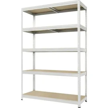 Dílenský regál Kovový bezšroubový regál FUTUR PLUS, 180 x 120 x 60 cm, 250 kg/pol., 5 MDF polic, černá