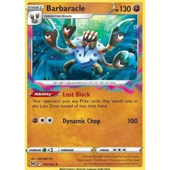 Sběratelská karetní hra Pokémon LOR 107/196 Barbaracle - Lost Origin Stav: Near Mint, Verze: REVERSE HOLO