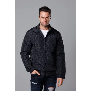 Černá pánská prošívaná bunda s límcem (58M13081-392) odstíny černé L