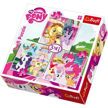 Puzzle Puzzle Trefl Poníci se baví, 20 + 36 + 50 dílky