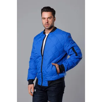 Modrá prošívaná pánská bunda typu "bomber" (MY01-7) odstíny modré XXL