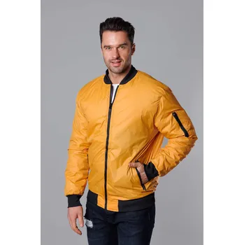 Tmavě žlutá pánská bunda typu "bomber" s prošívanou podšívkou (AK95-22) odstíny žluté M