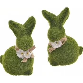 Velikonoční dekorace Zajíc UH/polystyren tráva 7x11x17 cm 2ASS