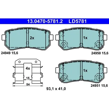 Brzdová destička Sada brzdových destiček, kotoučová brzda ATE 13.0470-5781.2