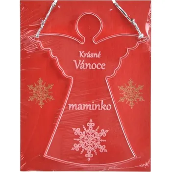 Vánoční dekorace Anděl plexi závěsný vánoční ,,maminka,, 11x12 cm