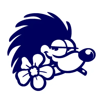 Samolepící dekorace SAMOLEPKA Ježek 003 pravá s květinou (23 - tmavě modrá) NA AUTO, NÁLEPKA, FÓLIE, POLEP, TUNING, VLASTNÍ TEXT, TISK, AUTOSAMOLEPKY.cz, POLEPY, OBRÁZEK, LOGO, SAMOLEPKY