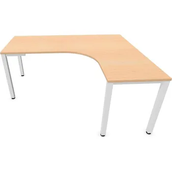 Psací stůl Stůl kancelářský ve tvaru 'L', podnoží hranaté, bílé, barva javor, pravé, š: 1800 x 1600 mm