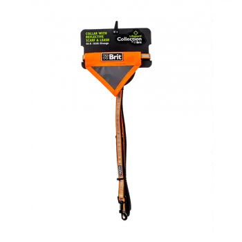 Obojek pro psa Set - obojek s reflexním šátkem a vodítkem - oranžový S