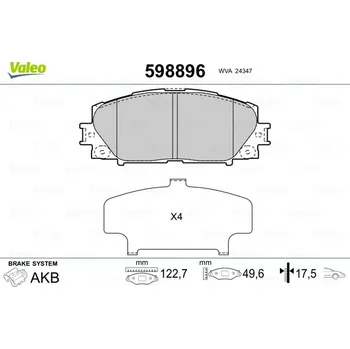 Brzdová destička Sada brzdových destiček, kotoučová brzda VALEO 598896