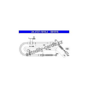 Brzdová hadice Lanko ruční brzdy ATE 24.3727-1816 (AT 581816)