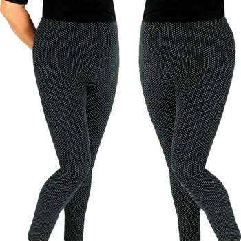 Dámské legíny Černé legíny s tečkami i pro Boubelky (Legíny na cvičení L až 5XL)