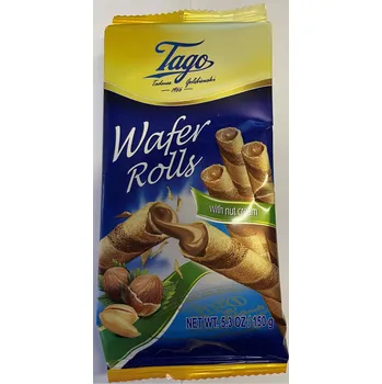 Oplatkové trubičky 150 g - kakaovo-oříškové (Oplatkové trubičky s kakaovo-oříškovou náplní)