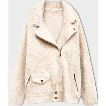 Krátká vlněná bunda typu "alpaka" v ecru barvě (553) odstíny bílé uni velikost