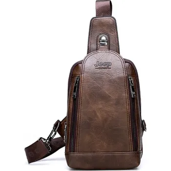 Sportovní batoh Kožený pánský bataoh na rameno messenger taška Barva: 881-Hnědá