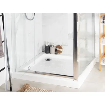 Sprchová vanička Sprchová vanička s odtokem bílý akrylát s ABS 90x90x7 cm minimalistický styl protiskluzový Beliani