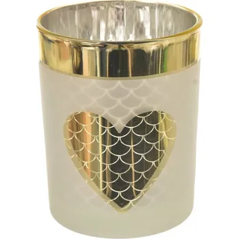 Svícen Svícen sklo srdce 9x9x10 cm