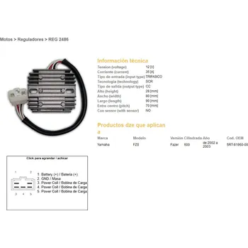 Elektroinstalace pro motocykl DZE regulátor napětí YAMAHA FZS 600 FAZER 02-03 (5RT-81960-00) 35A (DZE regulátor napětí YAMAHA FZS 600 FAZER 02-03 (5RT-81960-00) 35A)