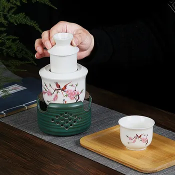 Stojan na víno Teplá a ledová dvouúčelová sada na víno v japonském stylu - Ptáci 2