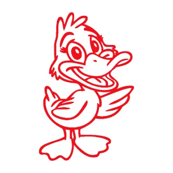 Samolepící dekorace SAMOLEPKA Káčátko 002 pravá (10 - červená) NA AUTO, NÁLEPKA, FÓLIE, POLEP, TUNING, VLASTNÍ TEXT, TISK, AUTOSAMOLEPKY.cz, POLEPY, OBRÁZEK, LOGO, SAMOLEPKY